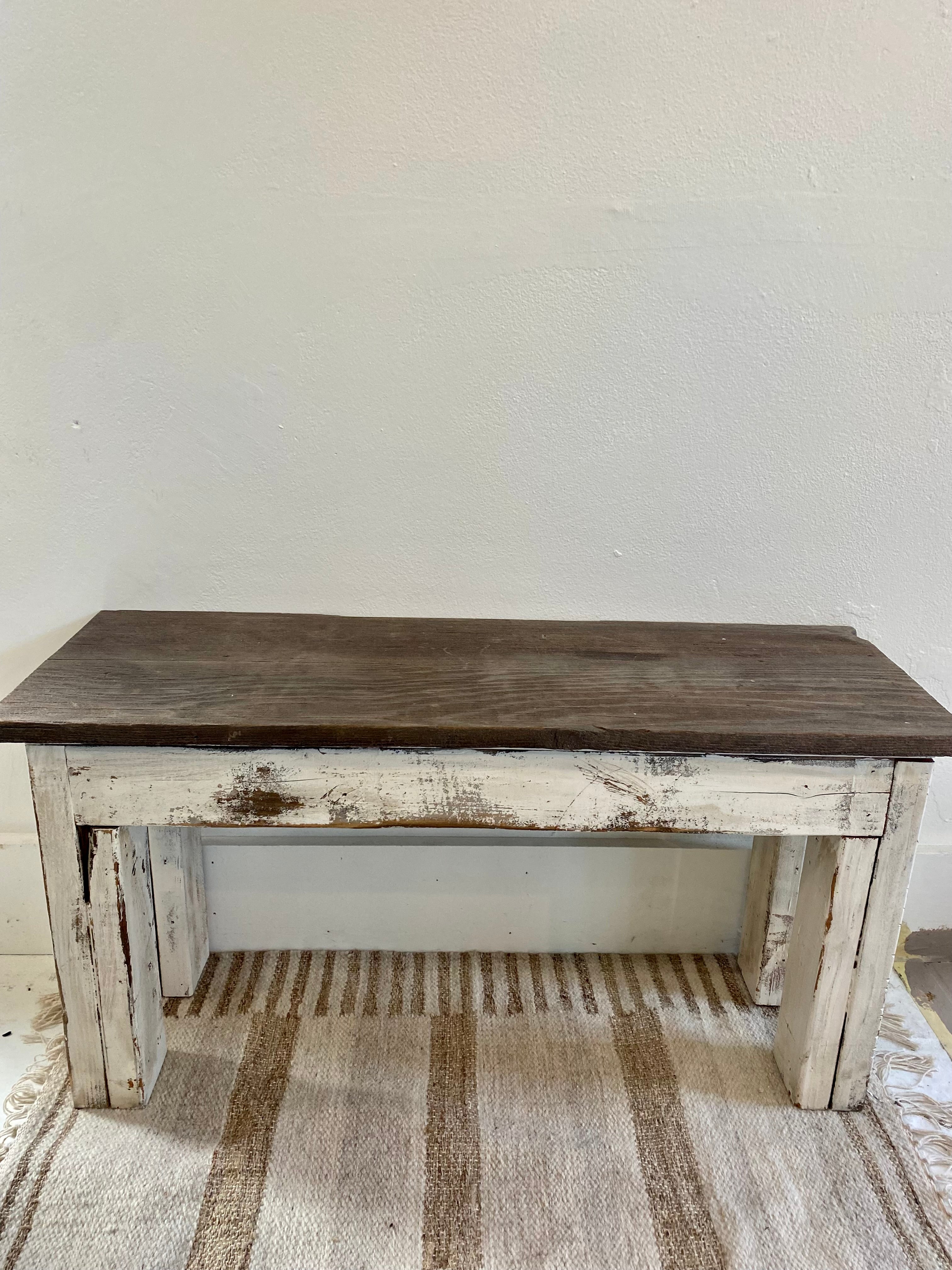 Small Reclaimed Wood Rustic Bench