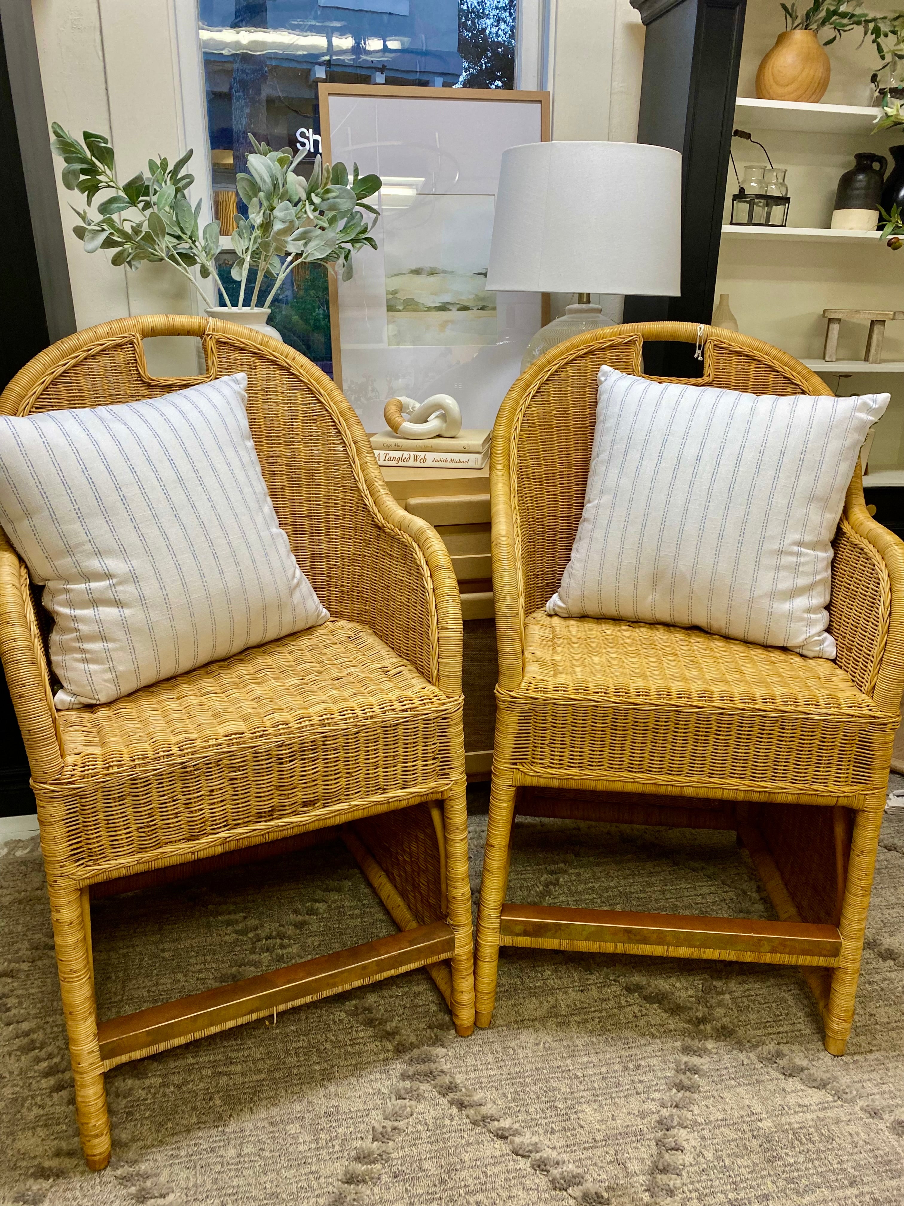 Gorgeous Rattan Counter Stools with arms (PAIR)