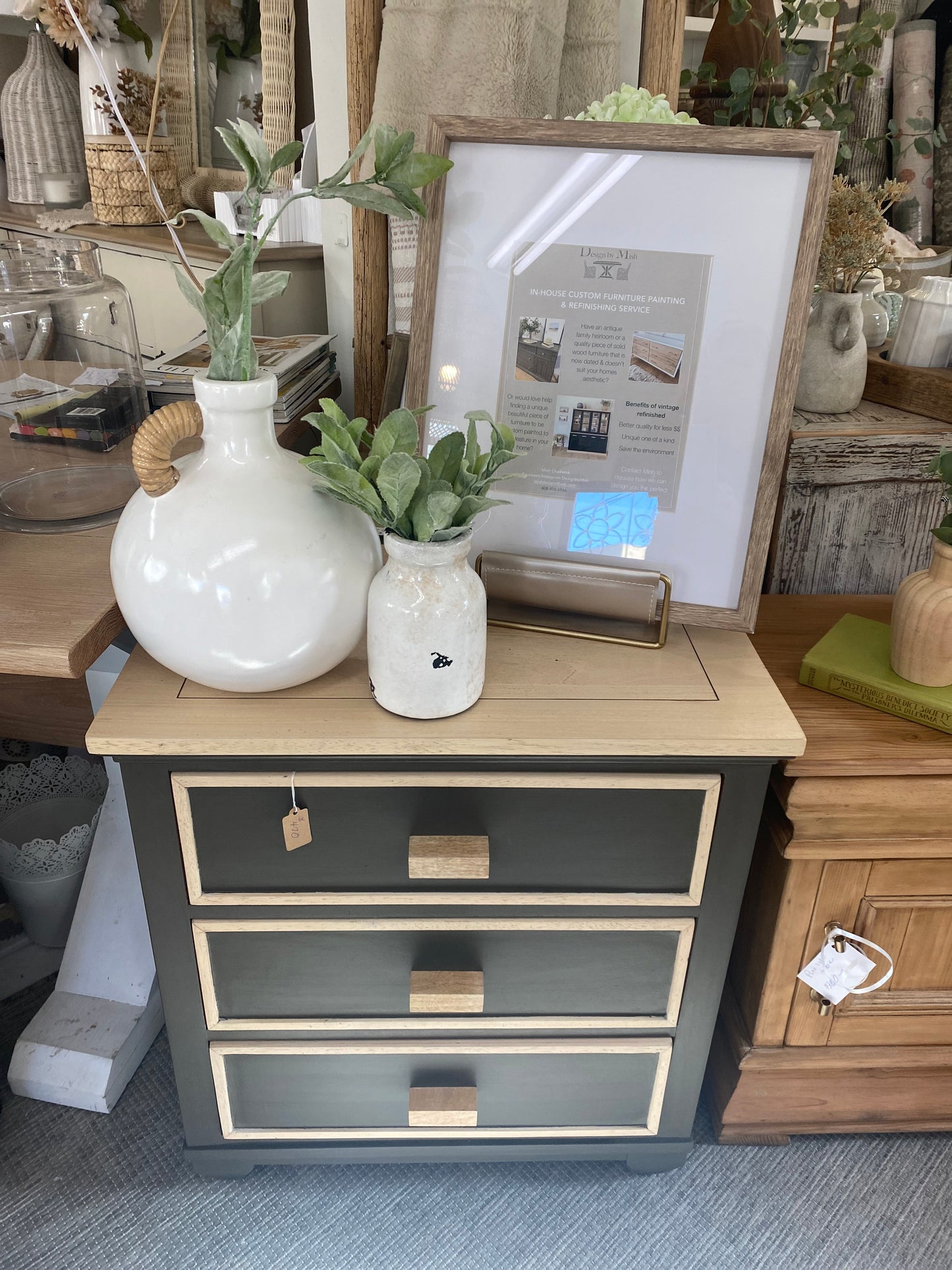 Mid Century Style Nightstand - Refinished Oak