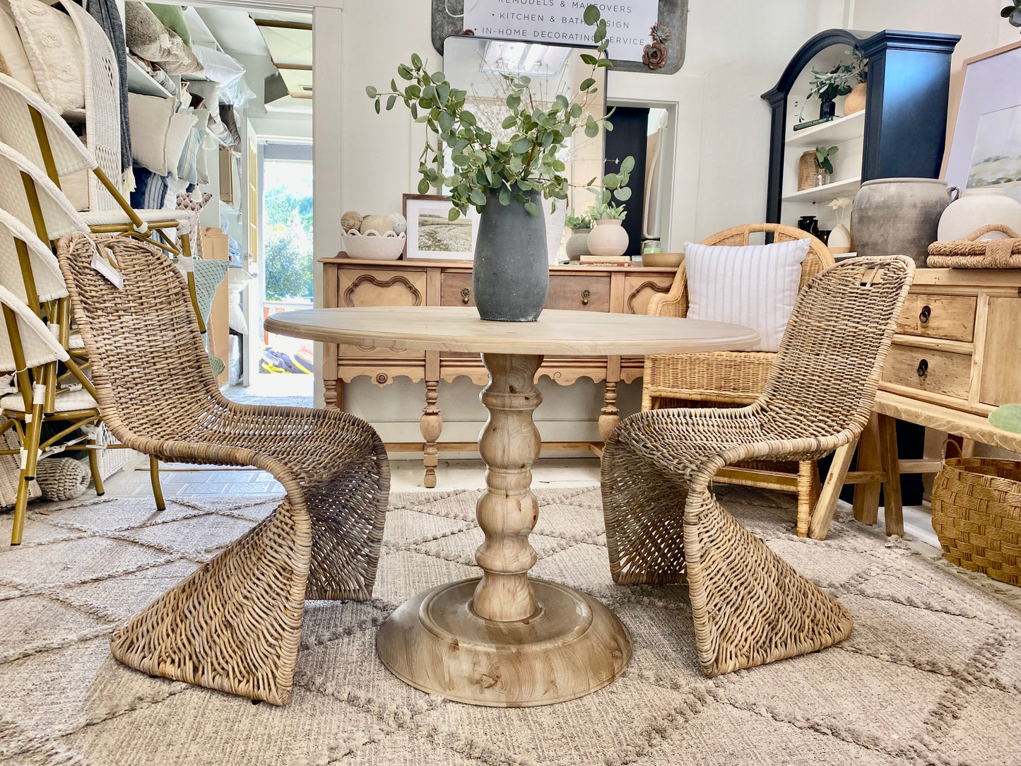 Wicker Curved Dining Chairs PAIR