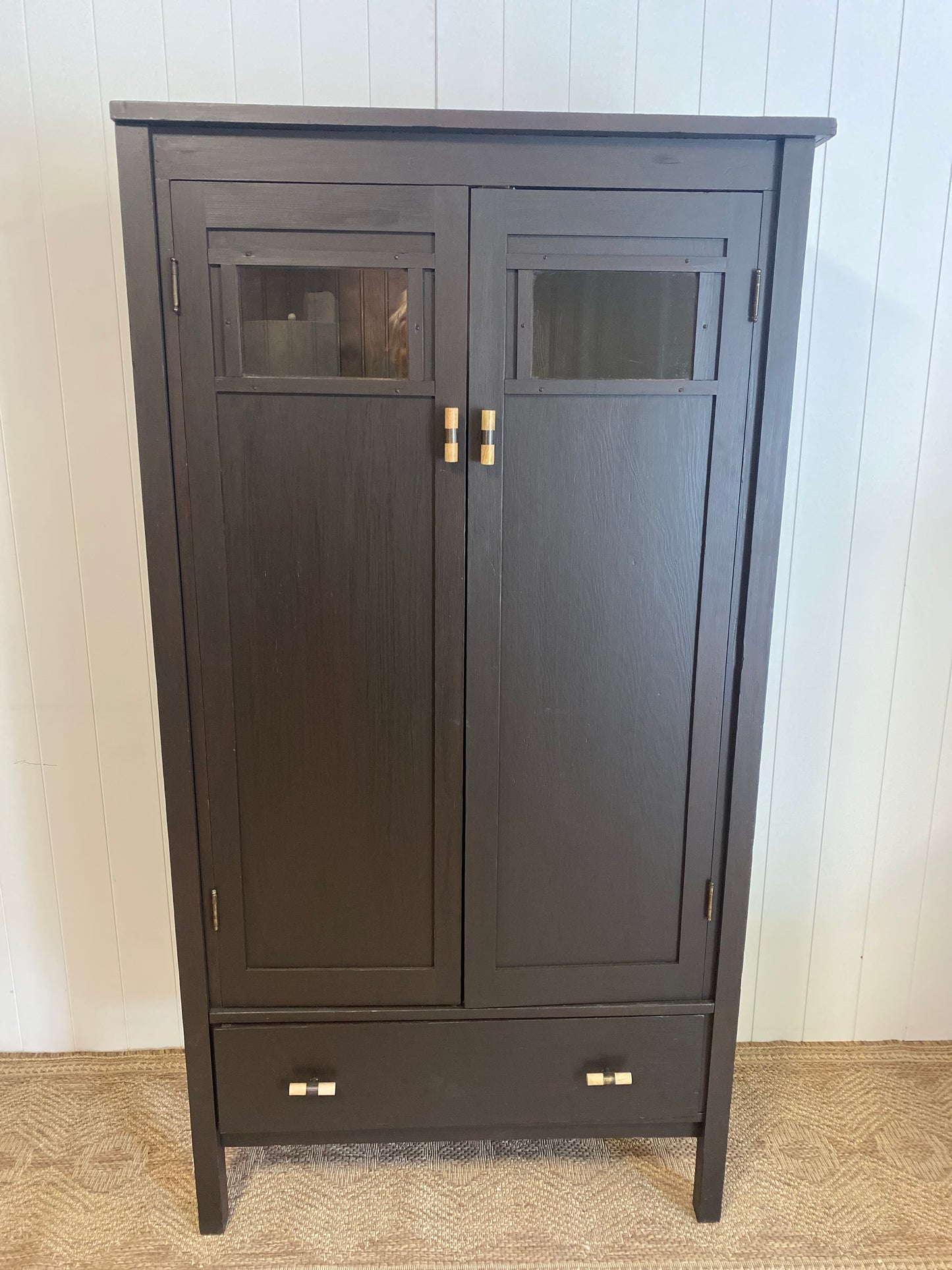 Vintage Cabinet unique character dark brown 33" Wide