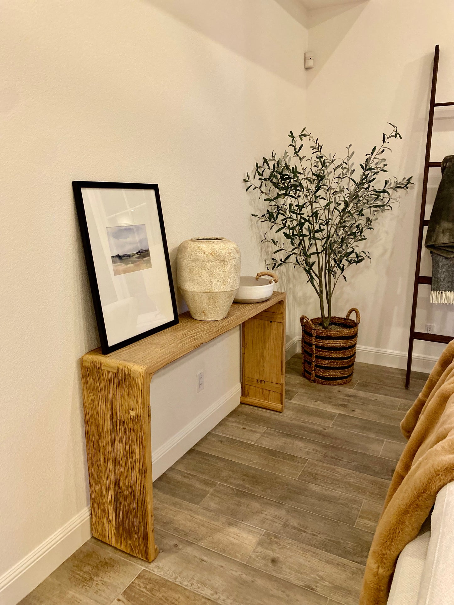 Reclaimed Elm Waterfall Console Table 56"