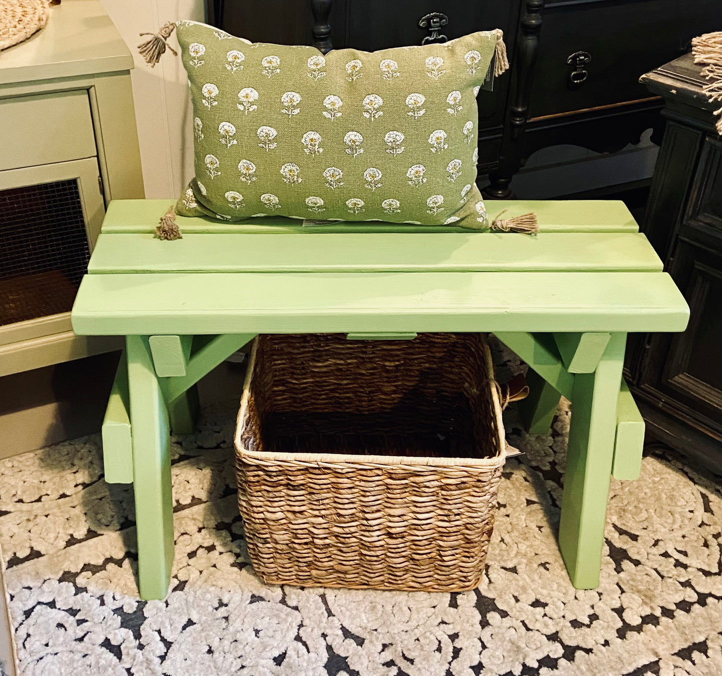 Small Picnic Bench Green great for kids room or entry