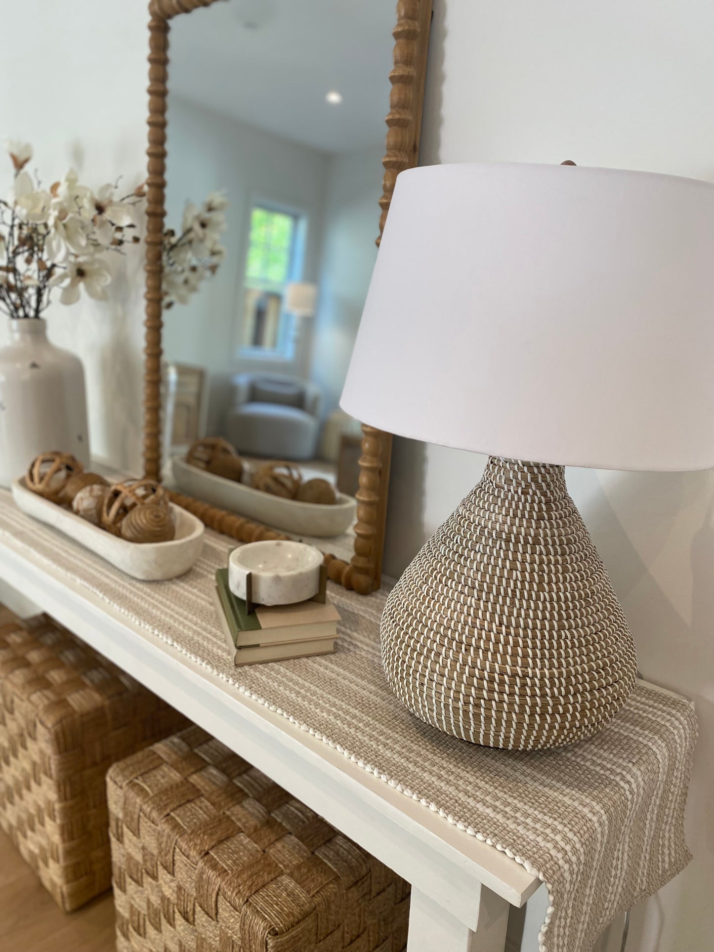 White Solid Wood Sofa Table 72"