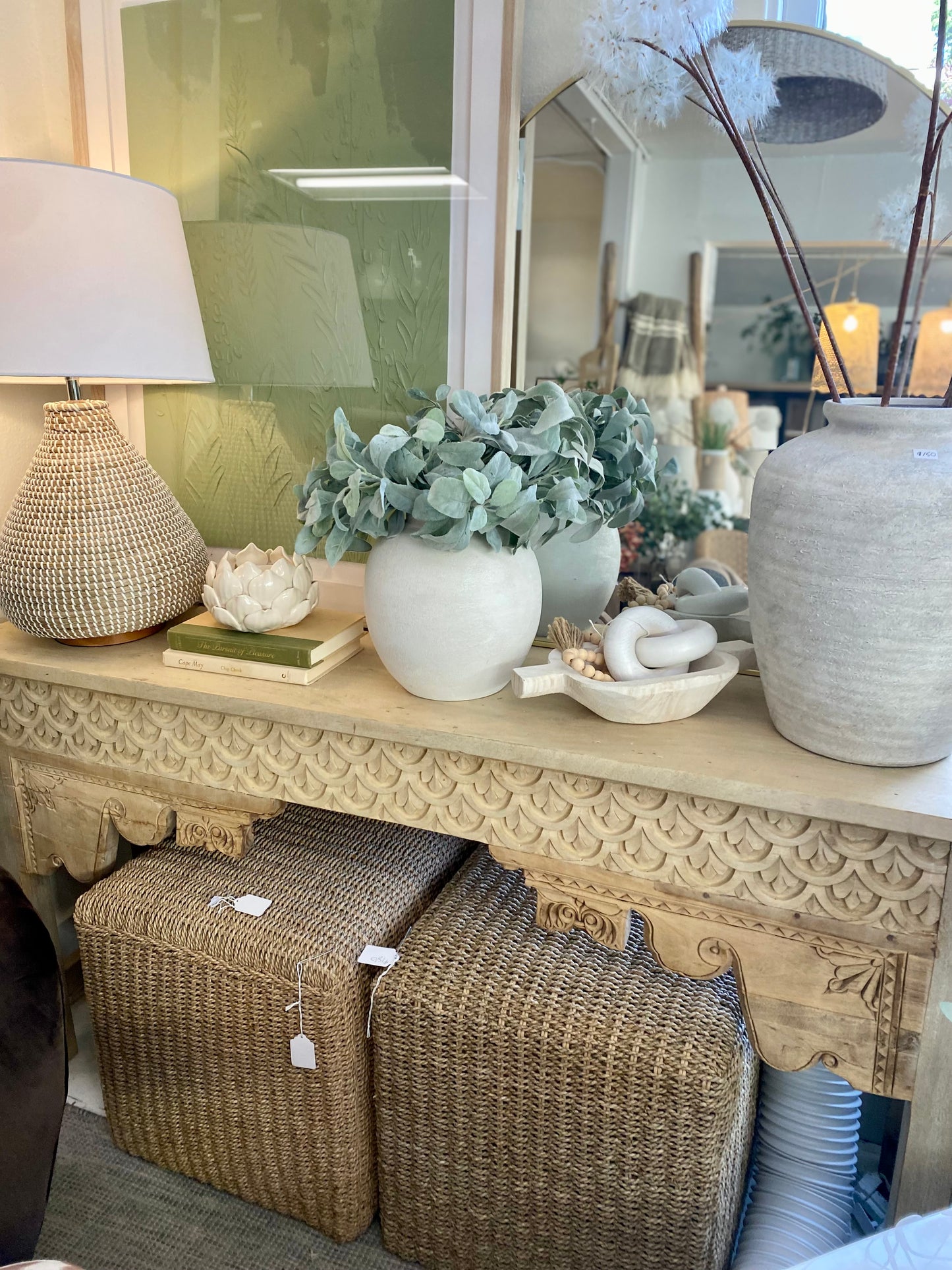 Architectural Salvage Unique Carved Console Table 60" Wide