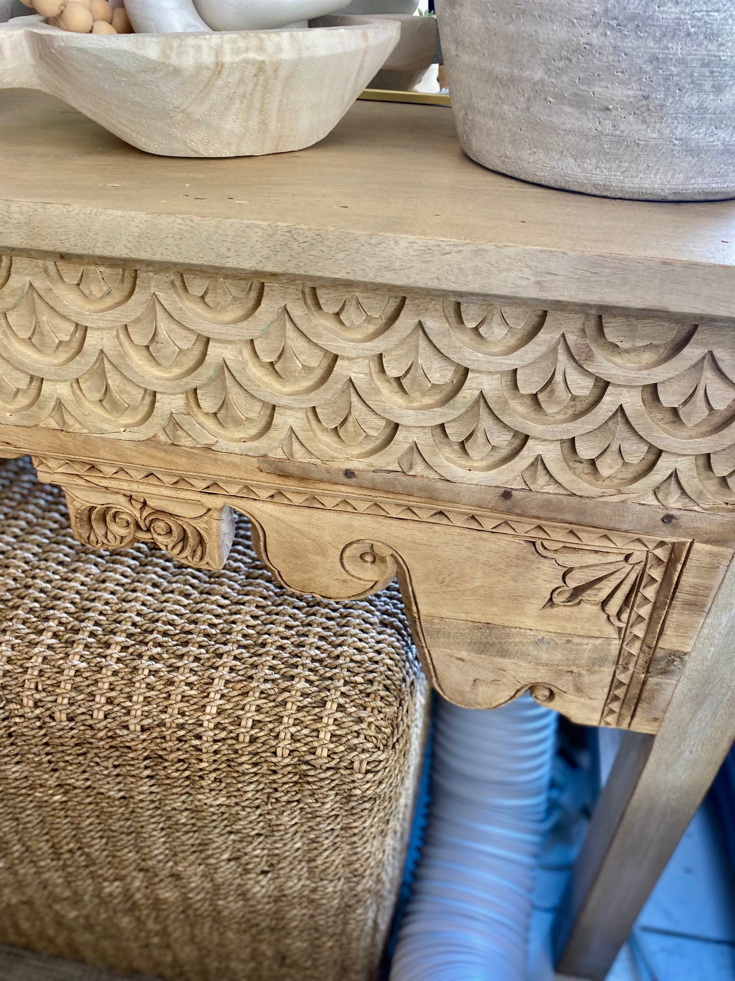 Architectural Salvage Unique Carved Console Table 60" Wide