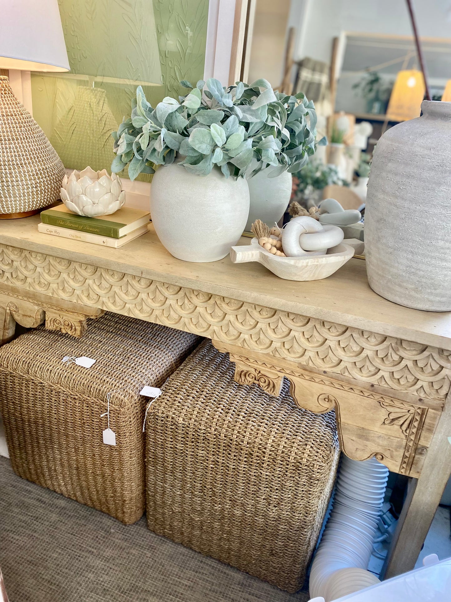 Architectural Salvage Unique Carved Console Table 60" Wide