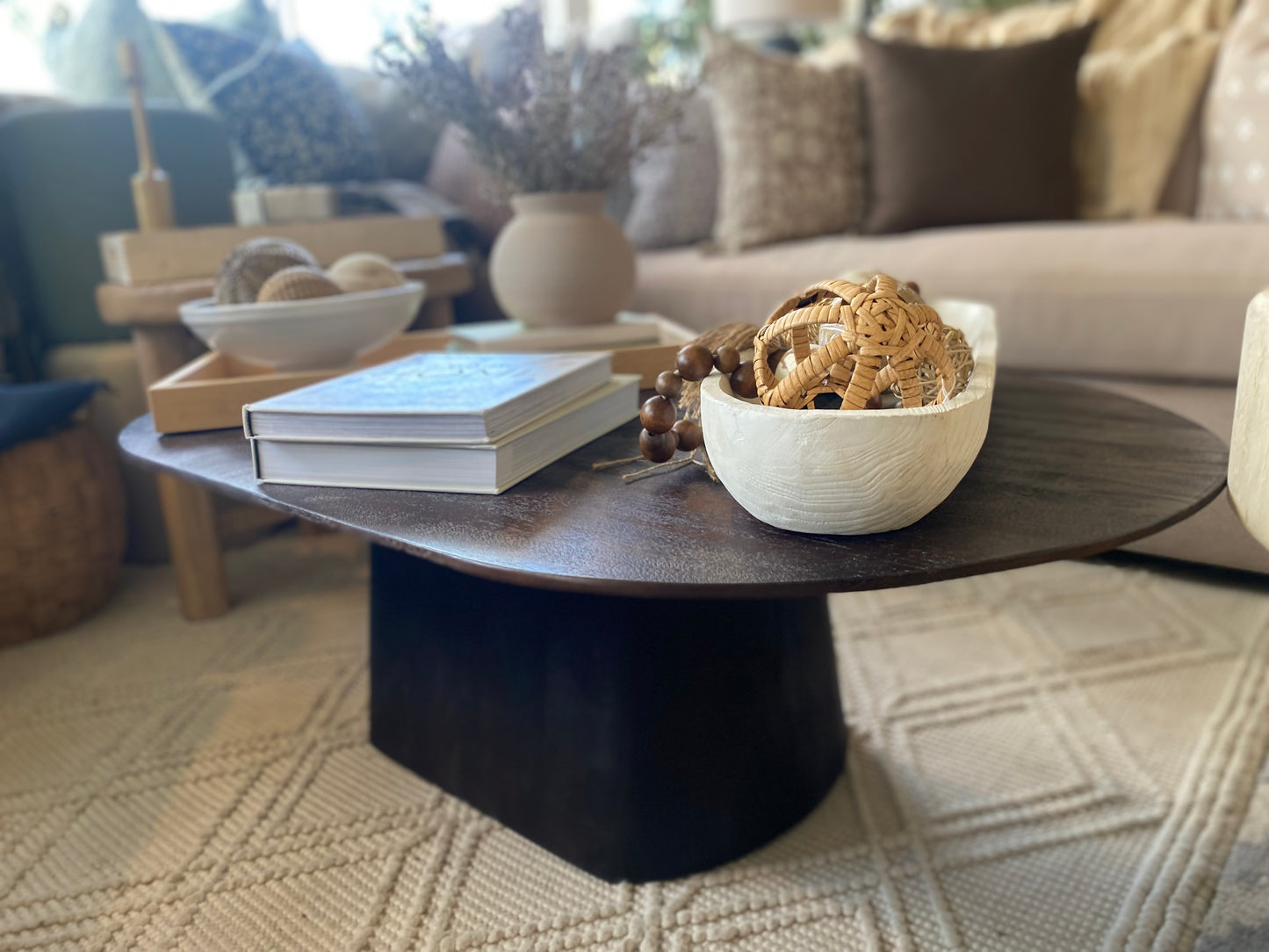 Stunning Oval dark wood coffee table
