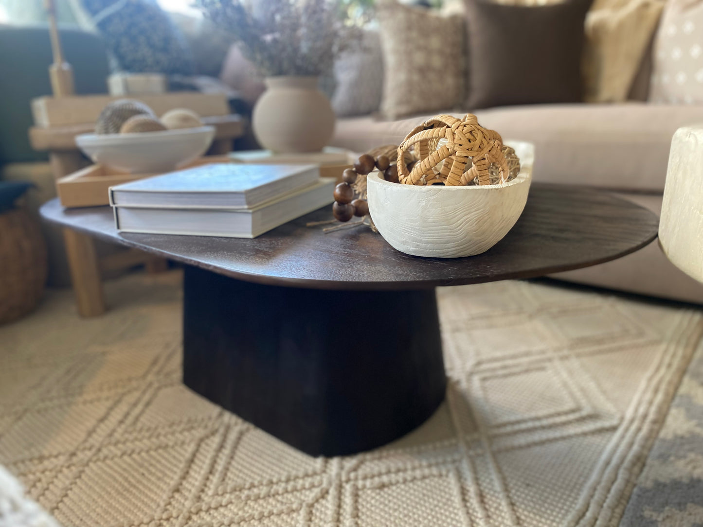 Stunning Oval dark wood coffee table