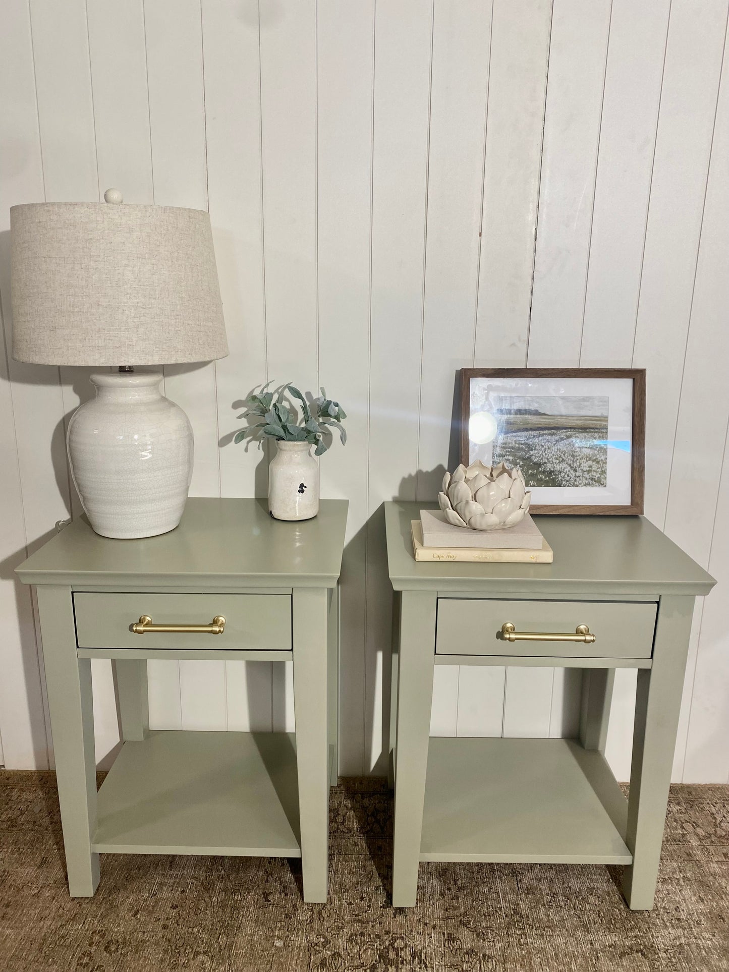 Stunning Pale Green Nightstand Pair