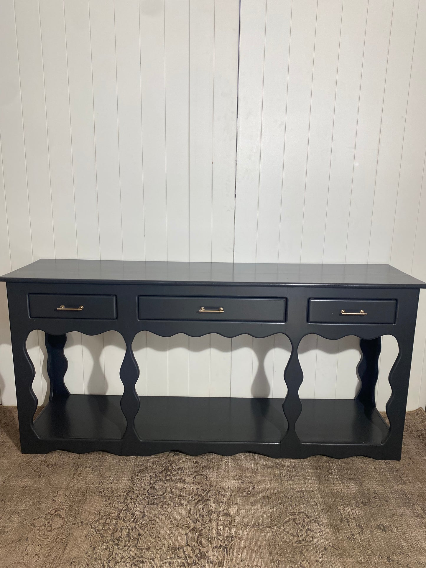 Very unique Vintage Refinished Console Entry Table 68"