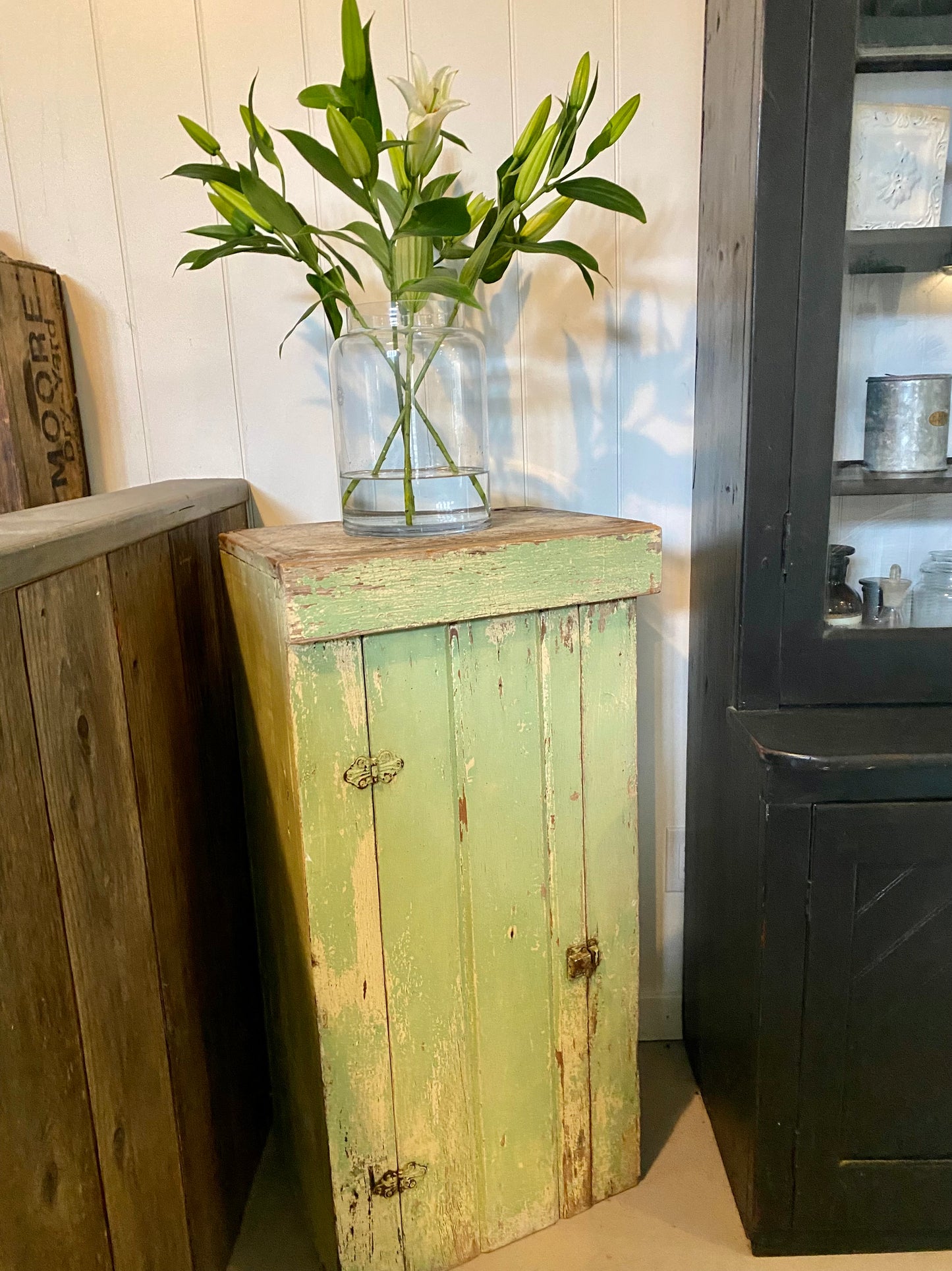 Vintage Green Chippy Cabinet