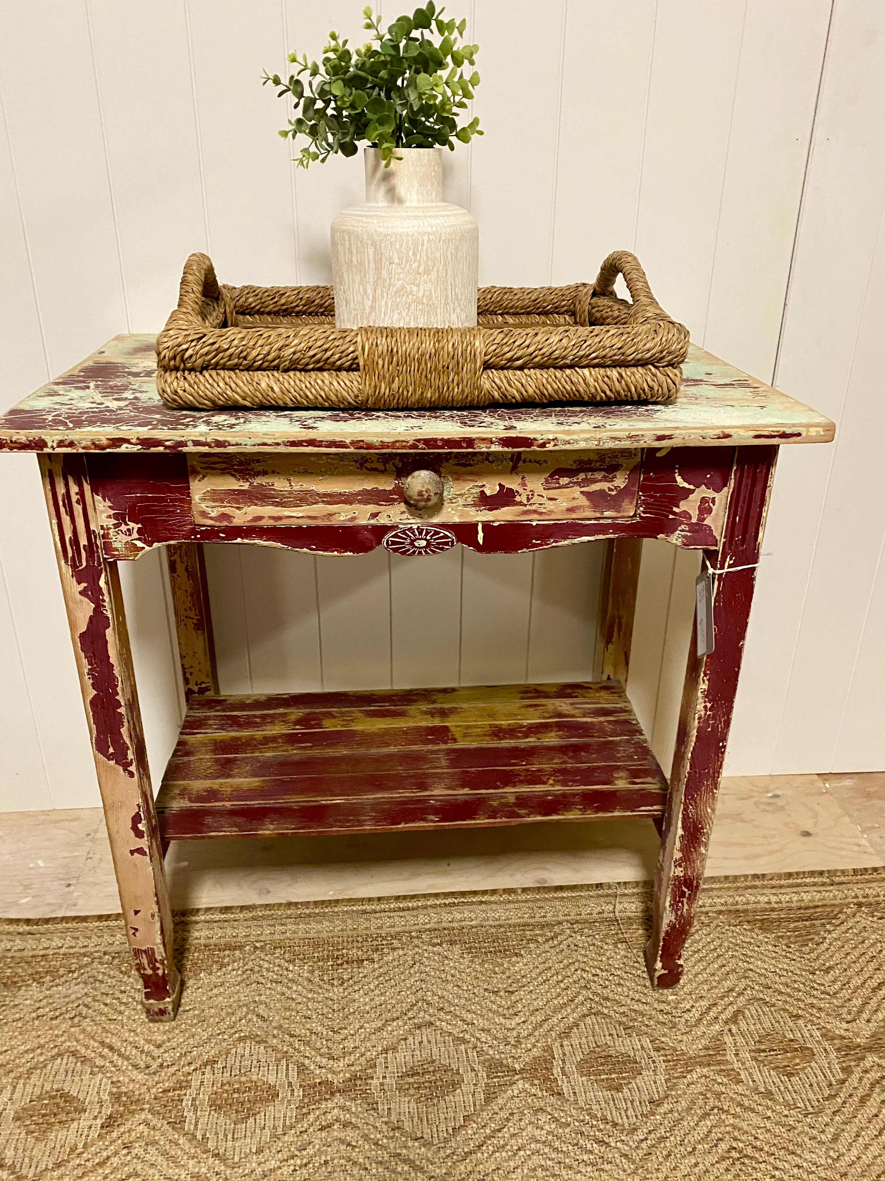 Gorgeous Unique Vintage Painted Chippy Accent Table or small entry table