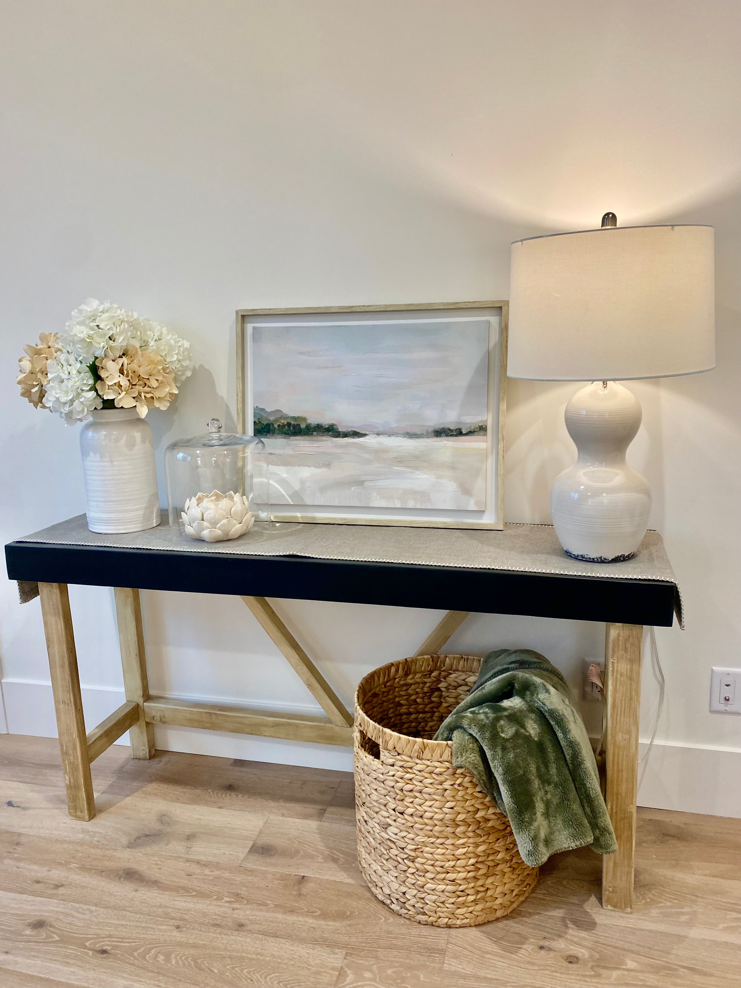 Custom Made Console Table with Black top - 5 ft