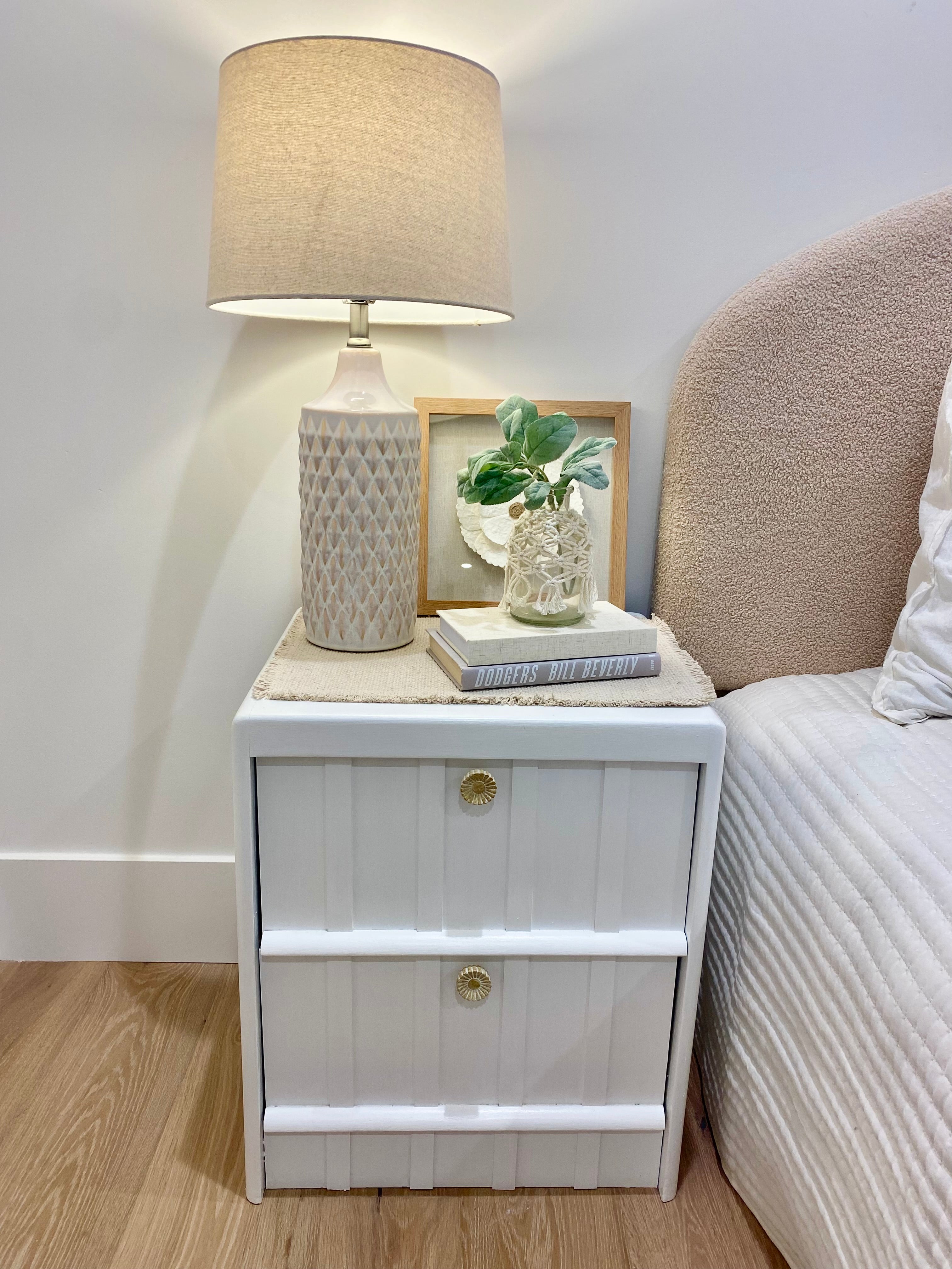 Gorgeous White Vintage Refinished Nightstands PAIR