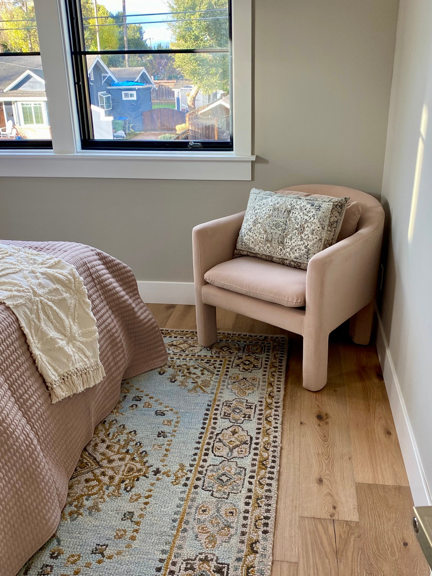 Blush Velvet Accent Chair