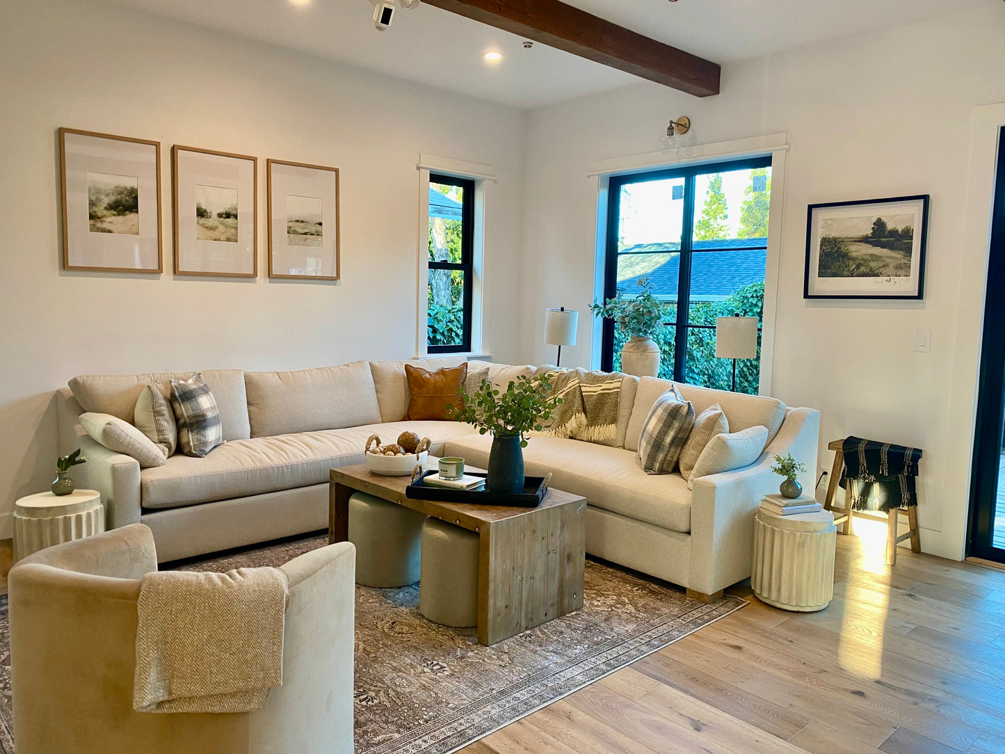 Gorgeous Custom Sectional Made to Order in Performance Linen Look Fabric