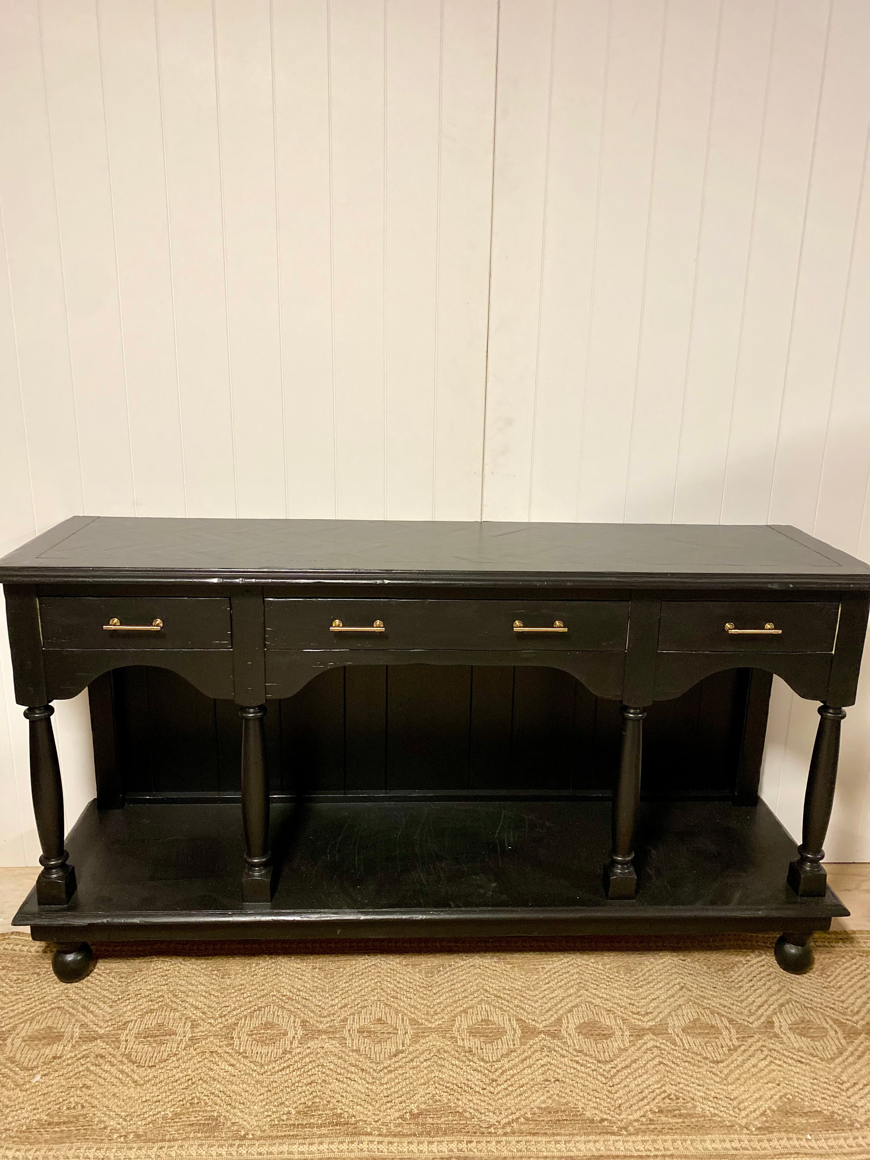 Vintage Refinished Black Console Entry Table