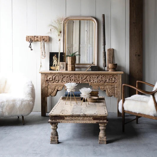 Architectural Salvage Unique Carved Console Table 60" Wide