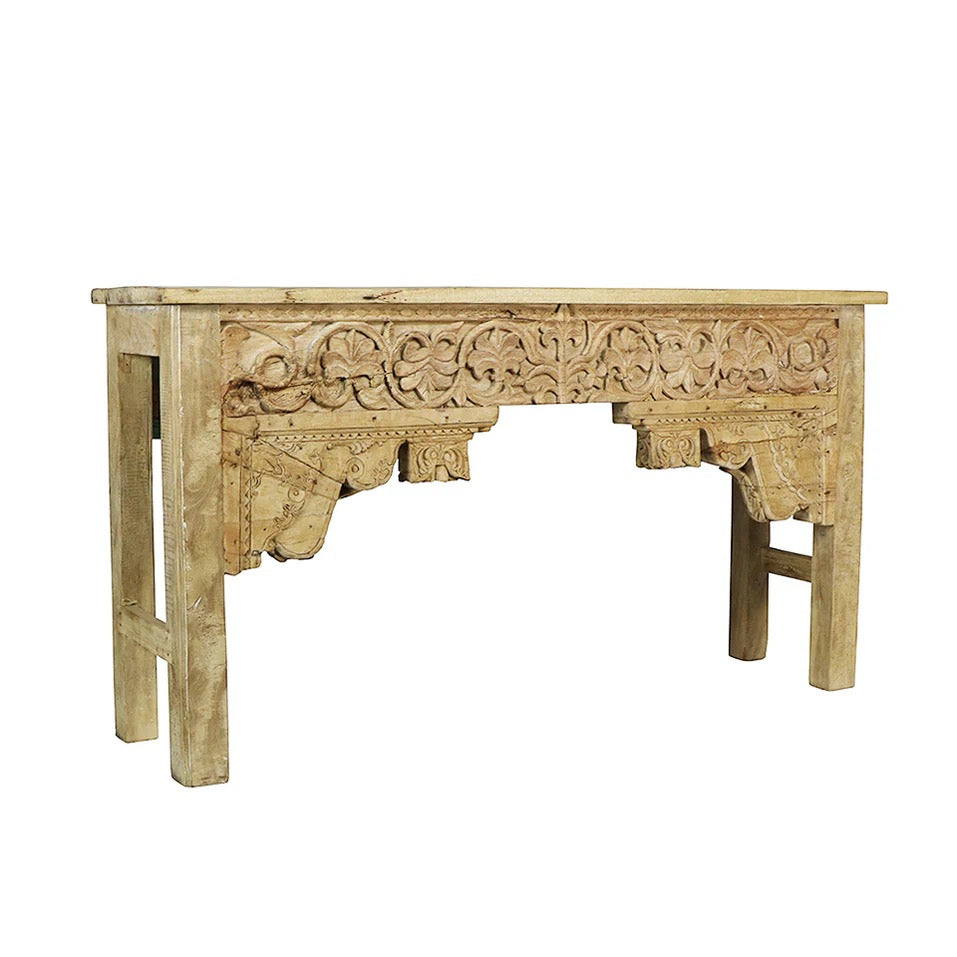Architectural Salvage Unique Carved Console Table 60" Wide