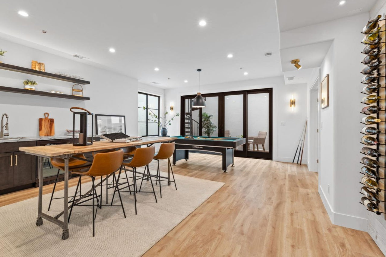 Refinished Counter Height Industrial Metal Table with Reclaimed Wood Top - 7ft