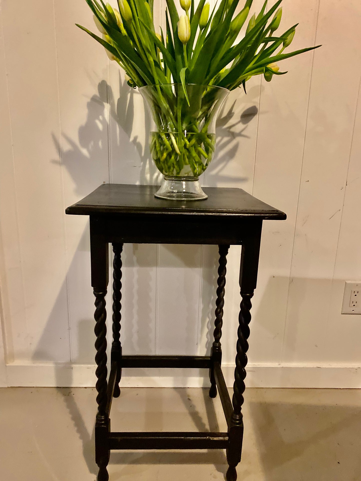 Black Vintage Refinished Spindle Accent Table