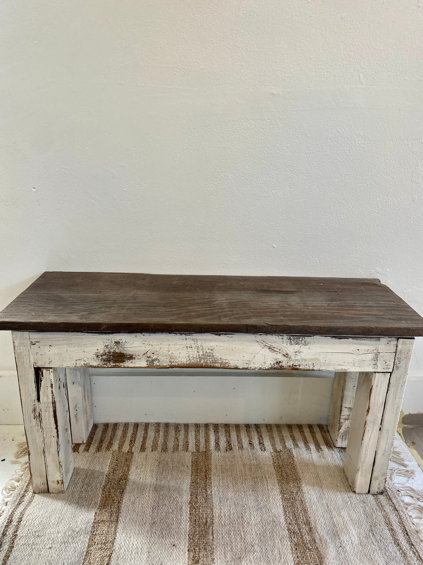 Small Reclaimed Wood Rustic Bench
