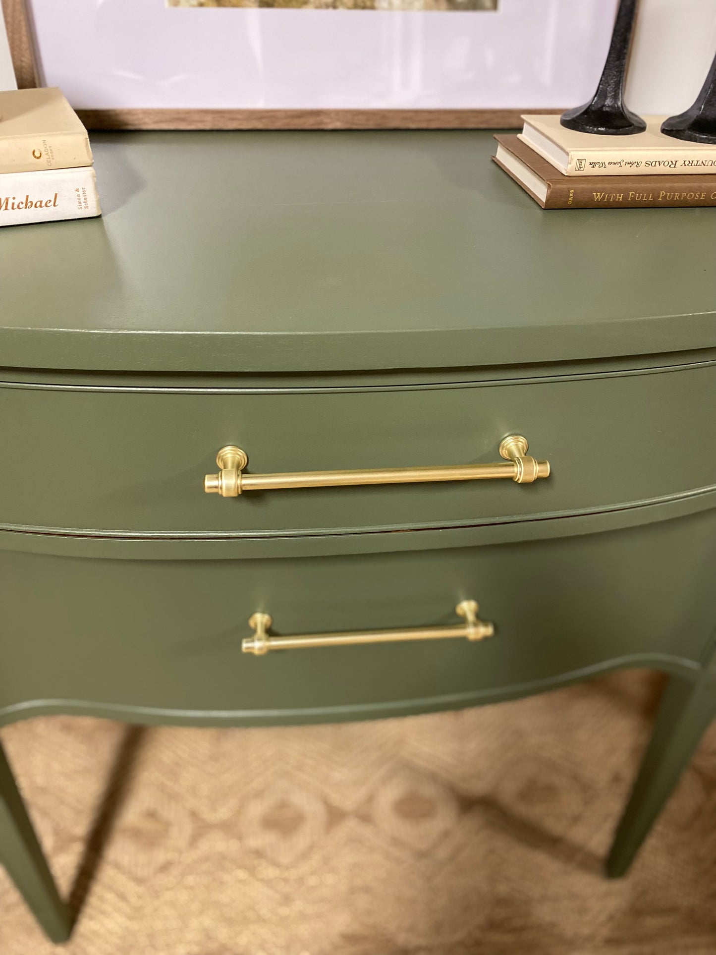Green Vintage Refinished Buffet Credenza