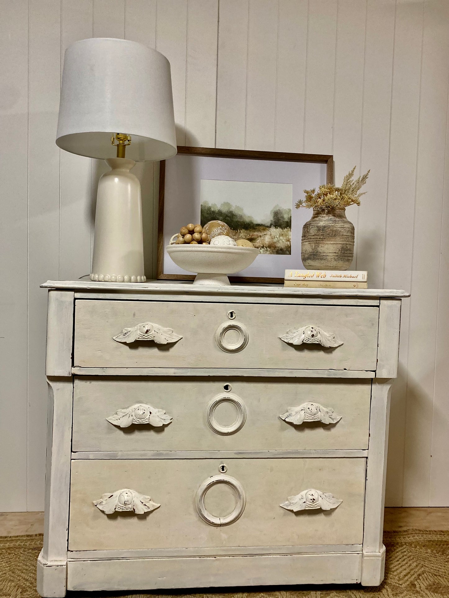 Vintage White Chic Small dresser or large nightstand