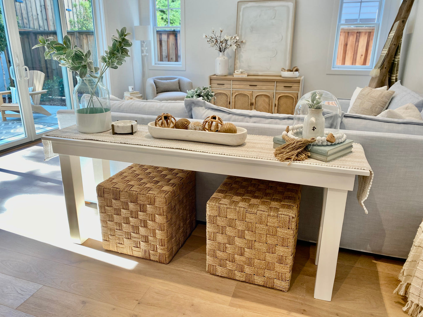 White Solid Wood Sofa Table 72"