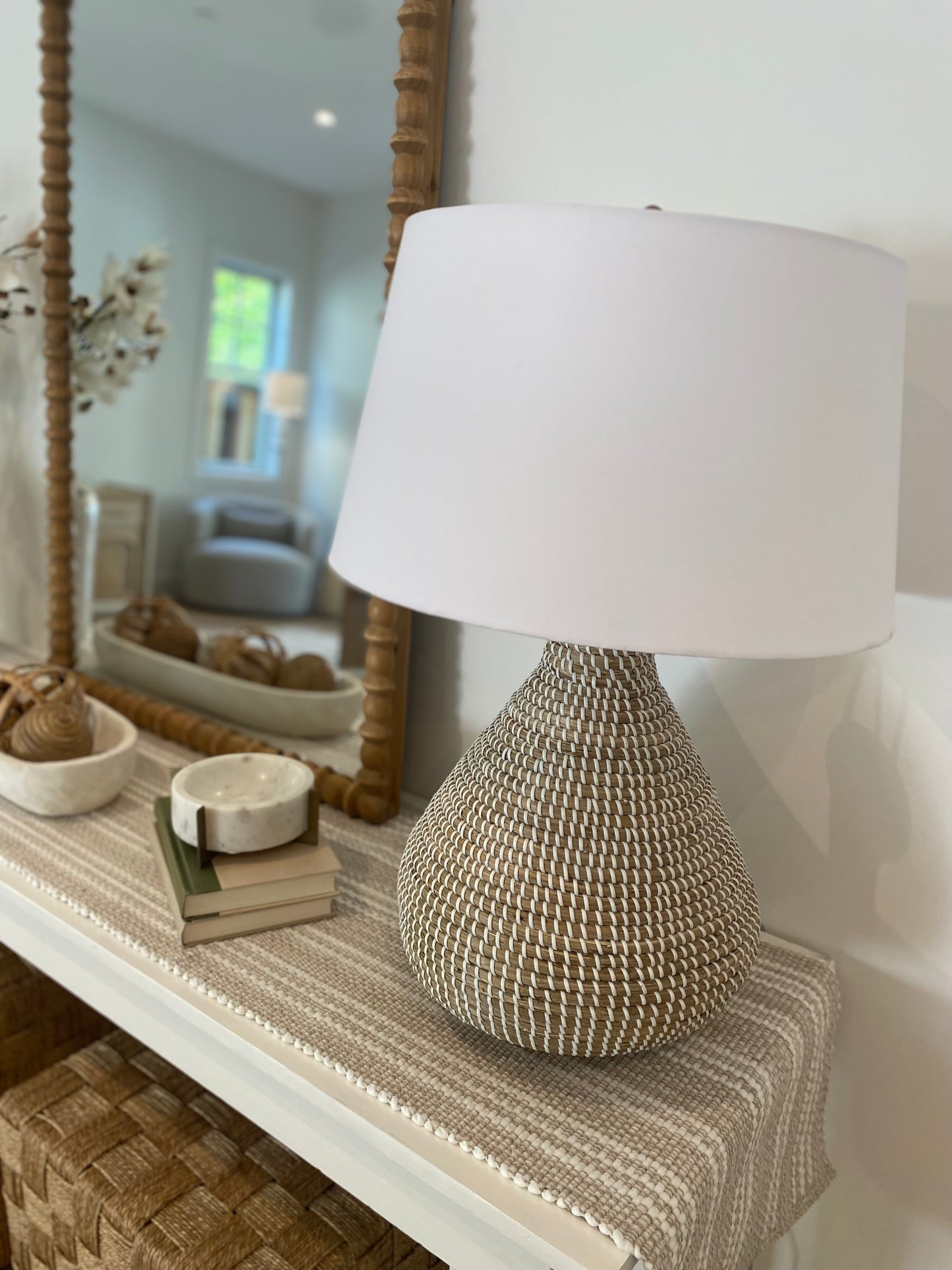 White Solid Wood Sofa Table 72"