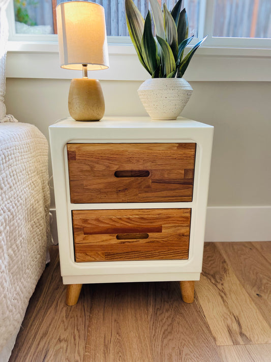 Mid Century Vintage  Oak Refinished Nightstand