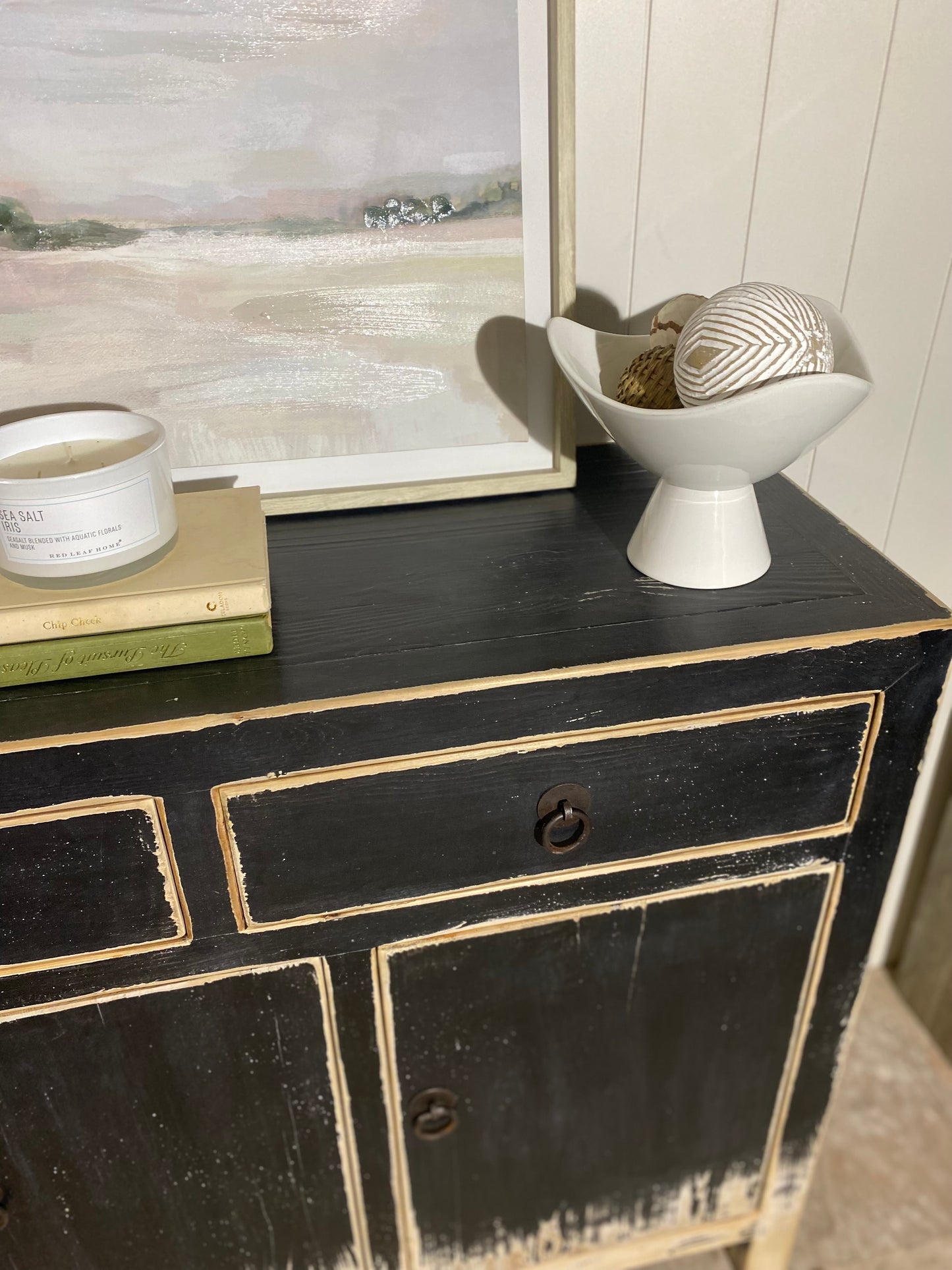 Reclaimed Elm Sideboard Buffet with black wash finish 63"