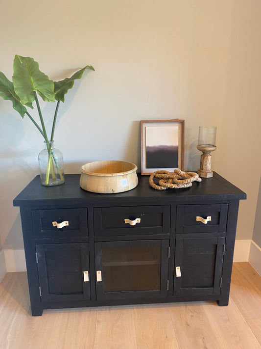 Refinished Black Cabinet Media Console or Entry Cabinet 50"