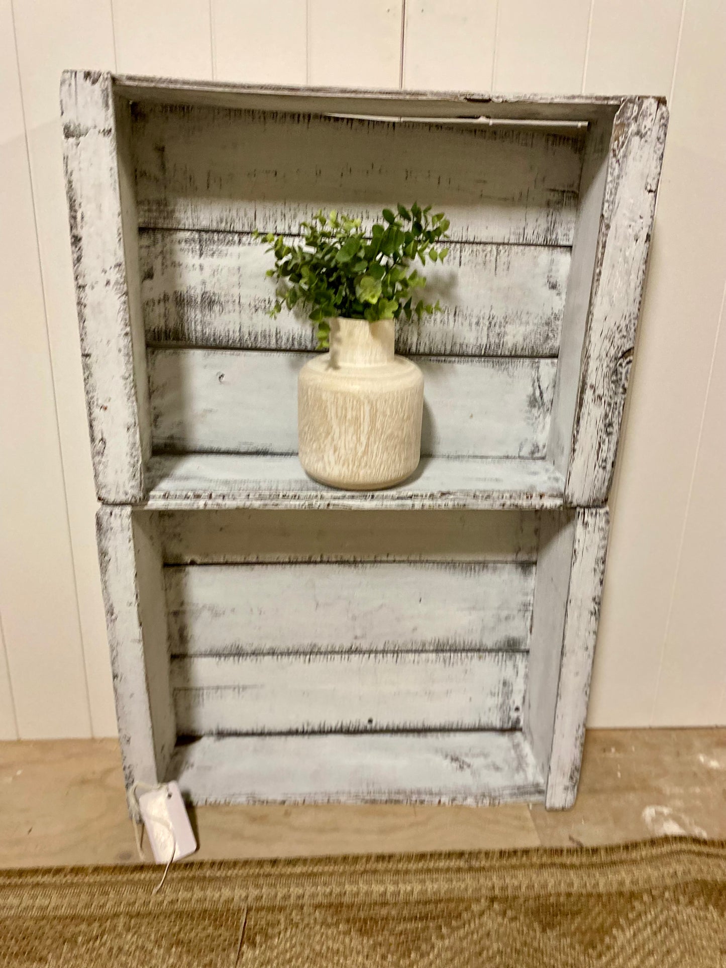 Vintage White Chippy Crates - Pair