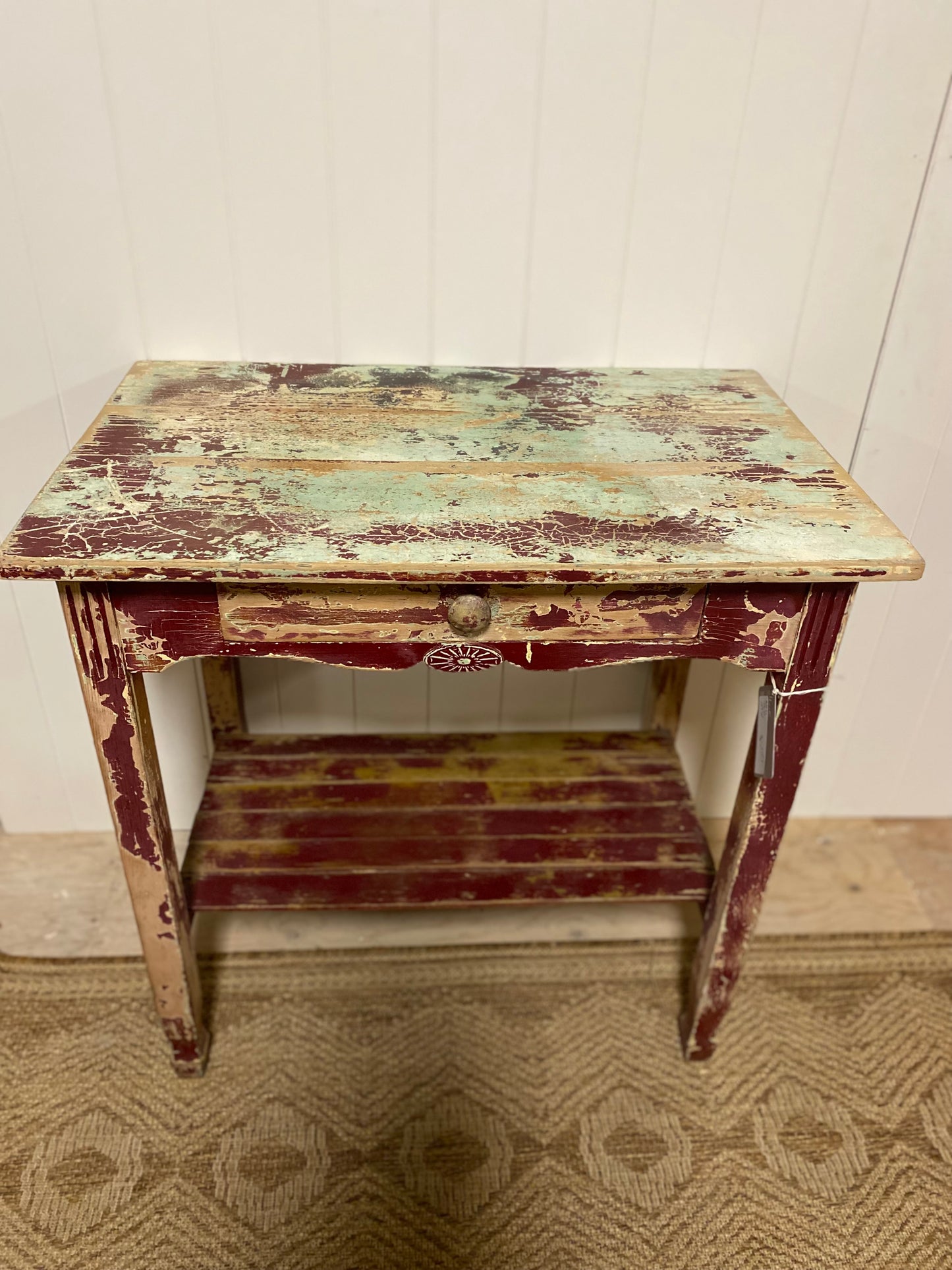 Gorgeous Unique Vintage Painted Chippy Accent Table or small entry table