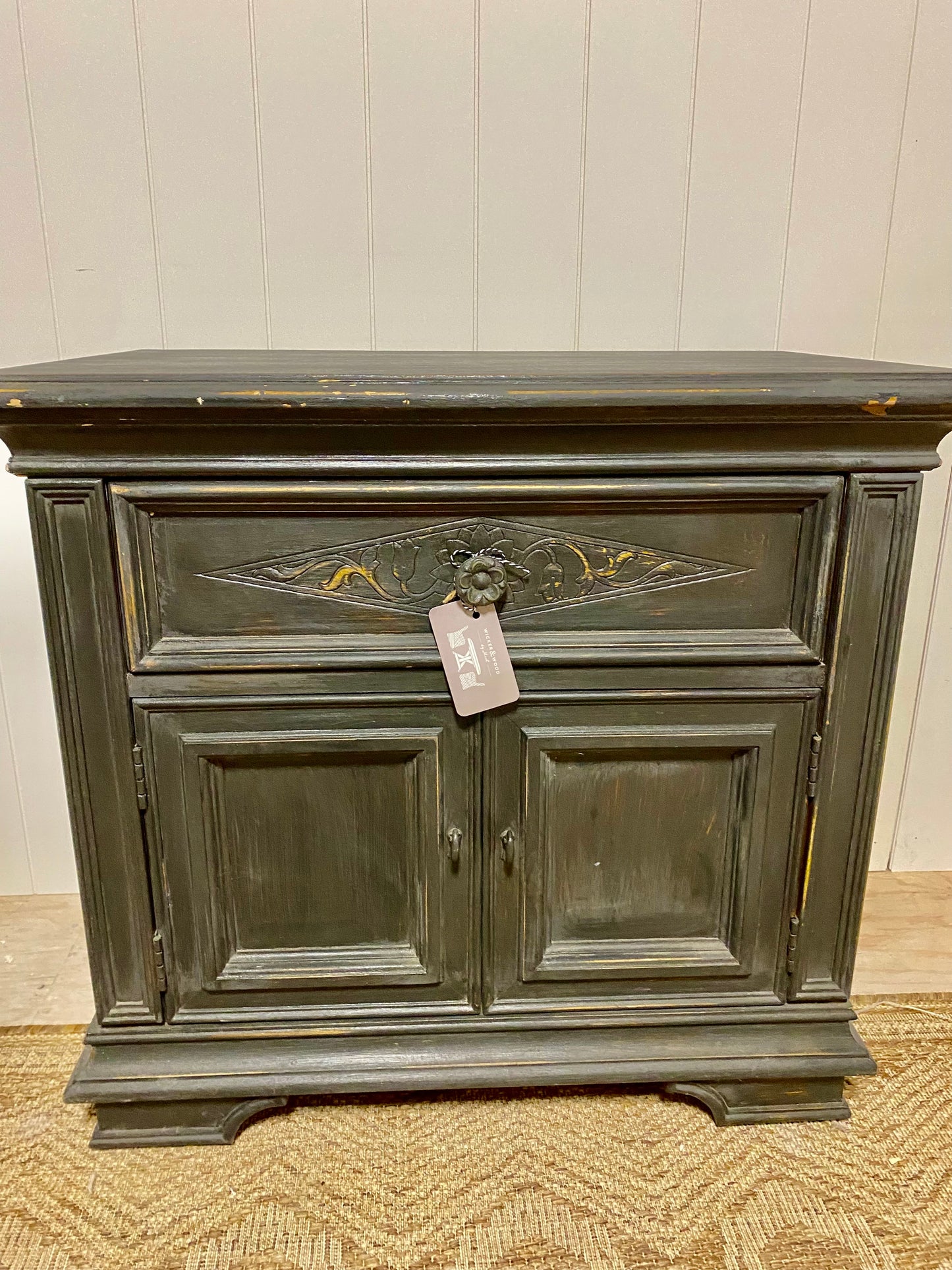 Vintage Black Painted Cabinet or Nightstand