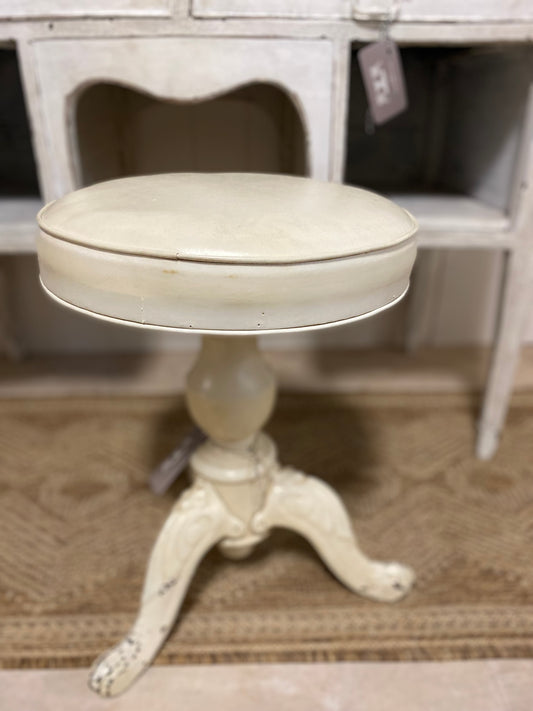 Vintage Metal Base Leather Top Stool