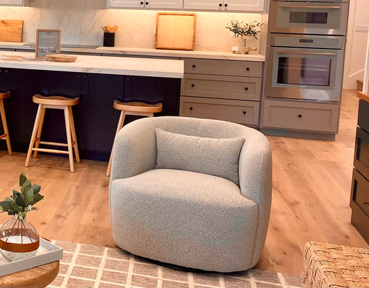 Taupe Boucle Swivel Chair - PAIR available