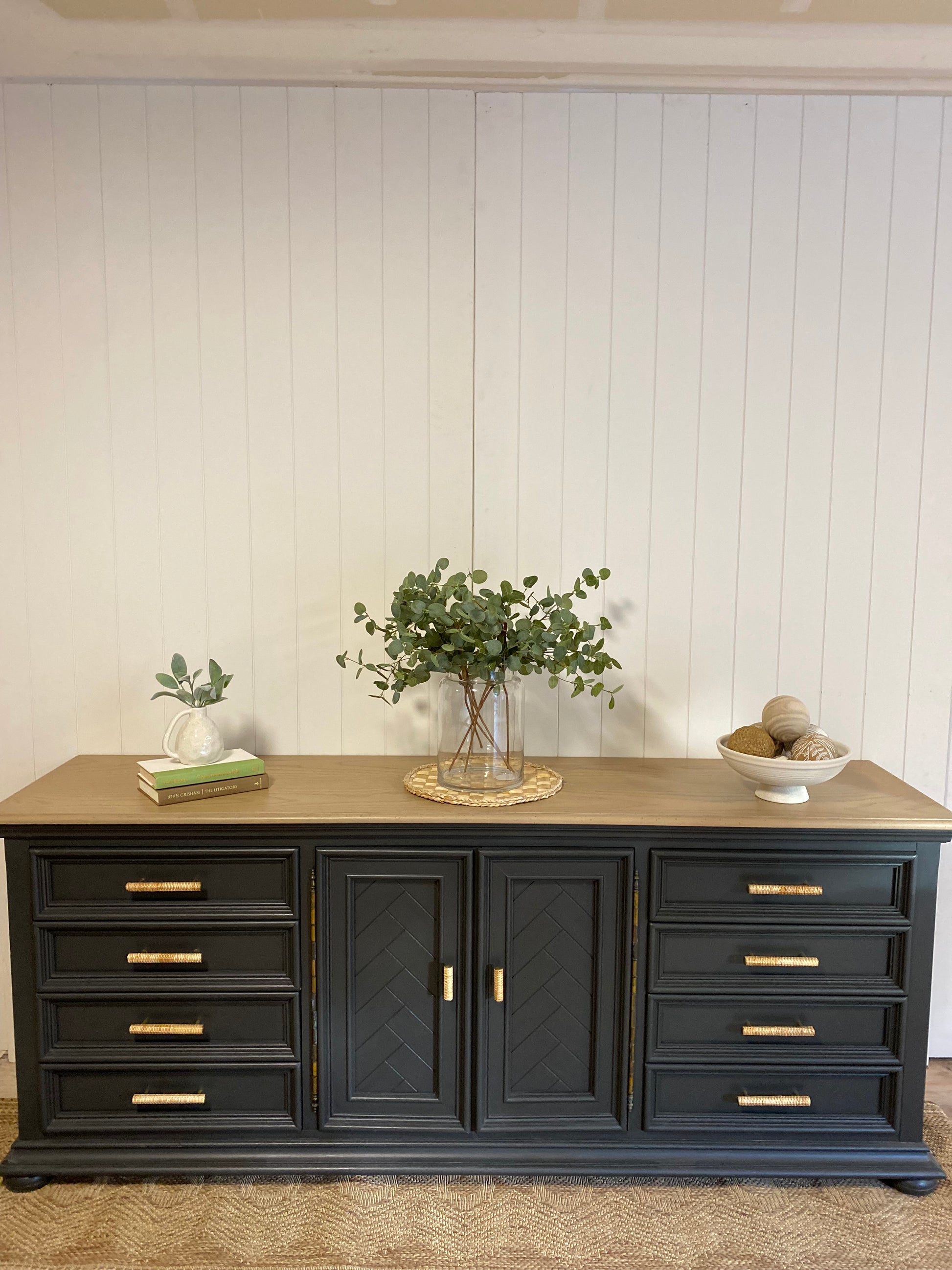 Large Vintage Oak Refinished Stunning Dresser - 9 Drawer 80" Design by Mish Large Vintage Oak Refinished Stunning Dresser - 9 Drawer 80" Design by Mish