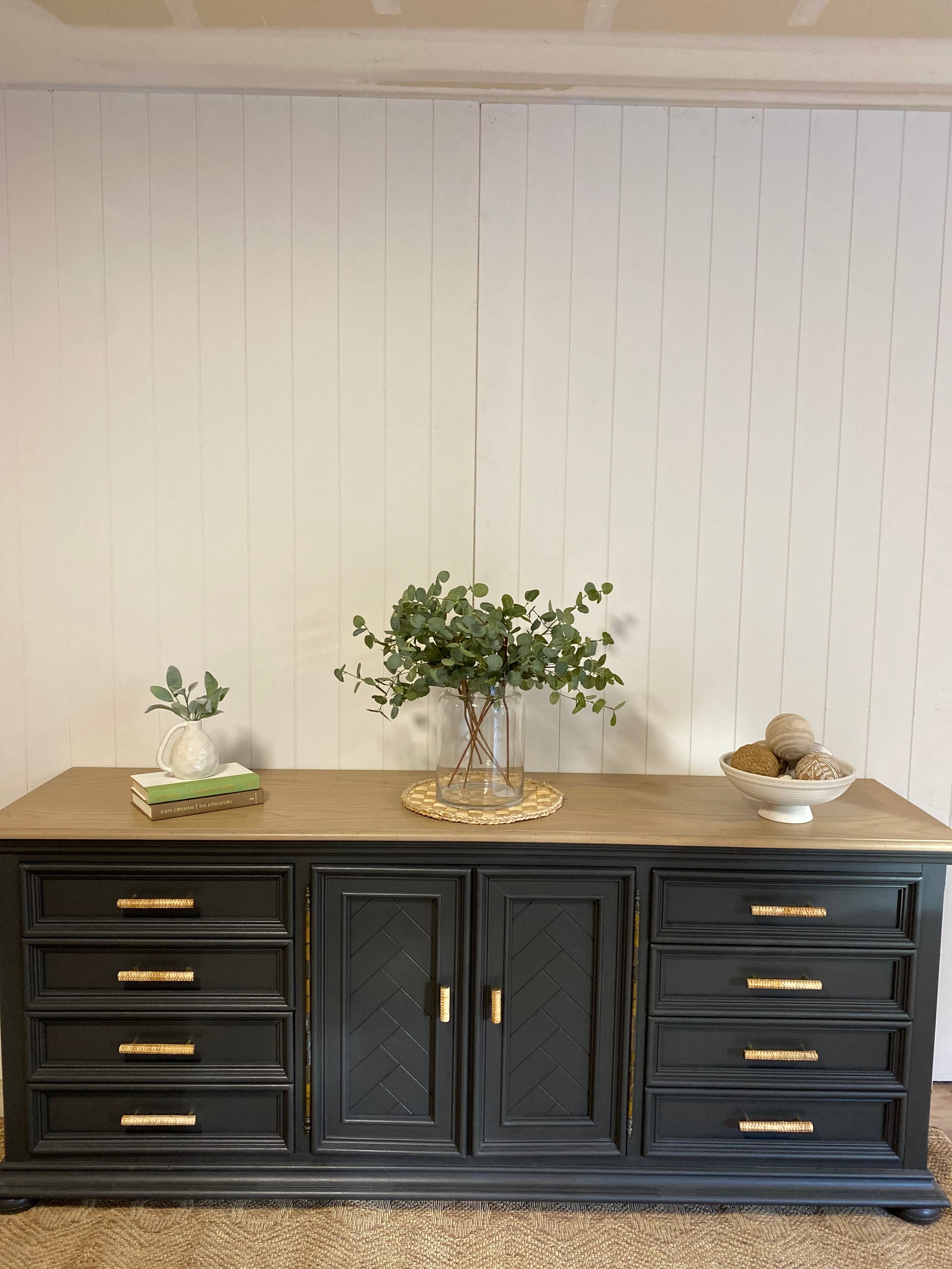 Large Vintage Oak Refinished Stunning Dresser - 9 Drawer 80" Design by Mish Large Vintage Oak Refinished Stunning Dresser - 9 Drawer 80" Design by Mish
