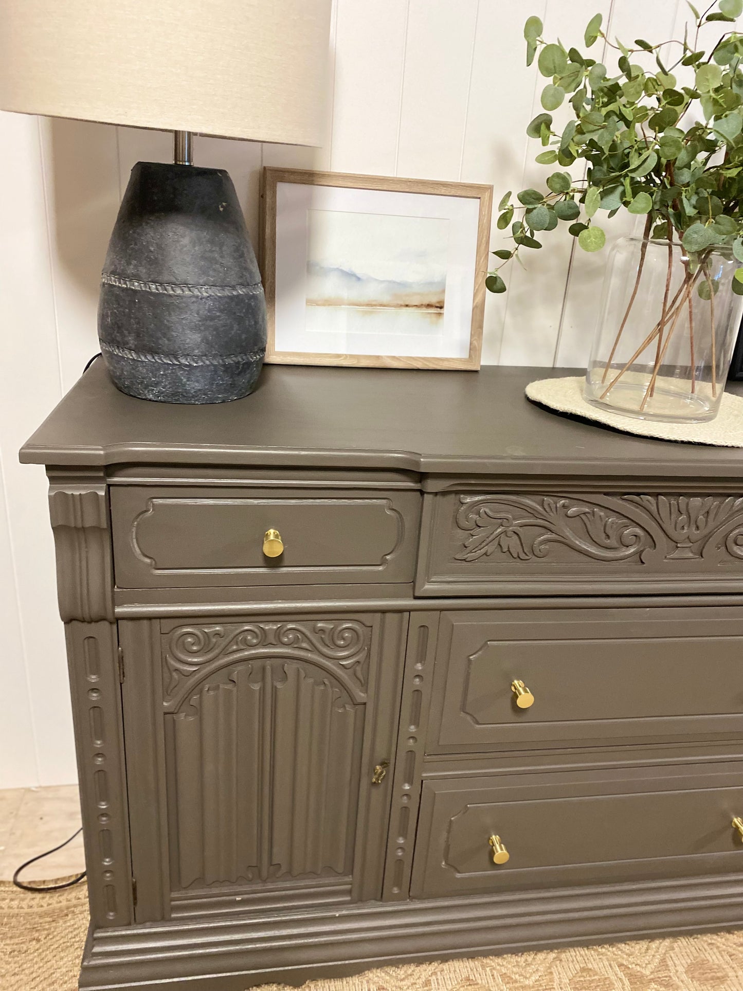 Vintage Refinished Sideboard Credenza